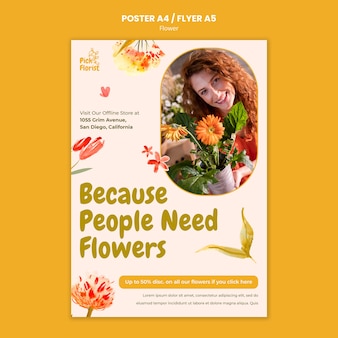 Modèle d'affiche de magasin de fleurs