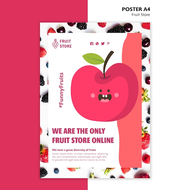 PSD gratuit modèle d'affiche de magasin de fruits