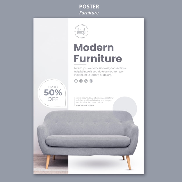 PSD gratuit modèle d'affiche de magasin de meubles