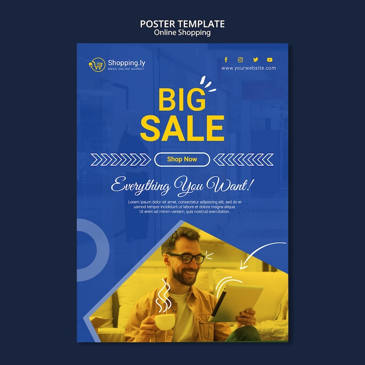 PSD gratuit modèle d'affiche de magasinage en ligne