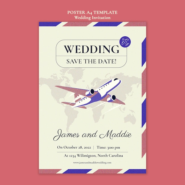 PSD gratuit modèle d'affiche de mariage