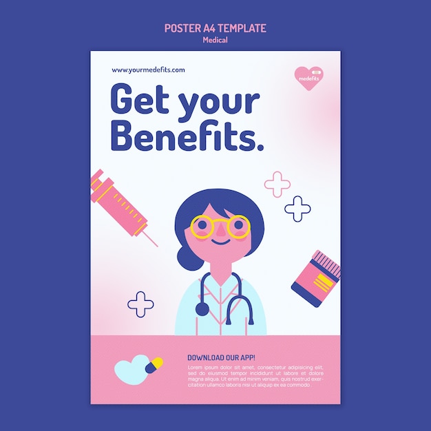 PSD gratuit modèle d'affiche médicale