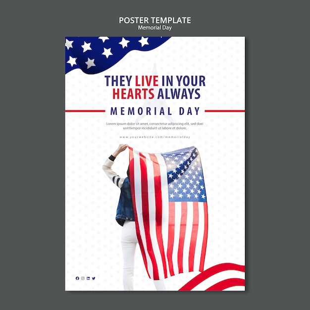 Modèle D'affiche De Memorial Day Concept