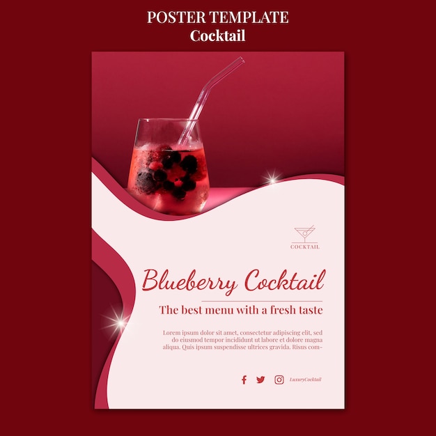 PSD gratuit modèle d'affiche de menu de cocktails