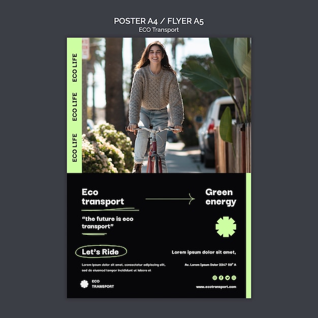 Modèle d'affiche minimaliste de transport écologique