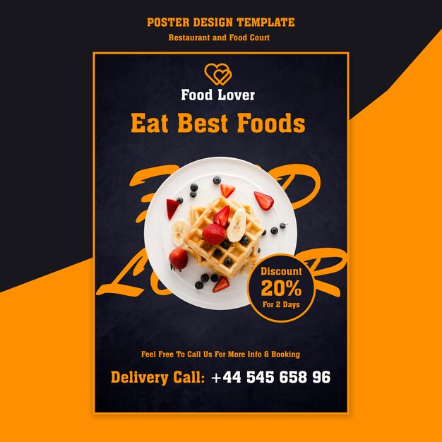 Modèle d'affiche moderne pour restaurant de petit déjeuner