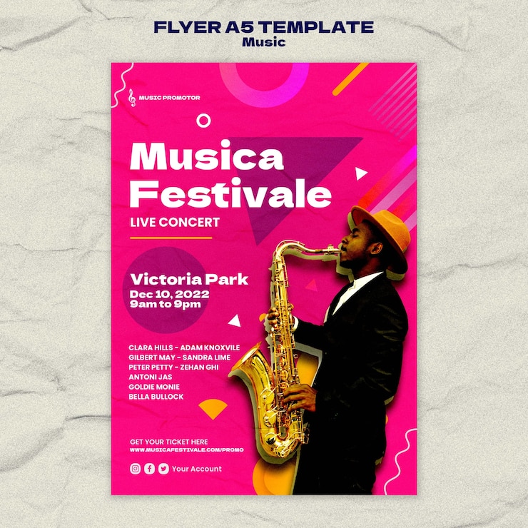PSD gratuit modèle d'affiche de musique design plat