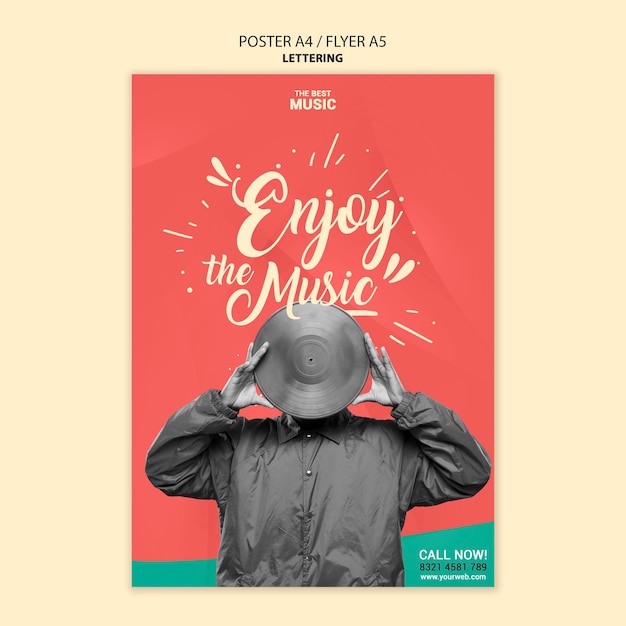 Modèle d'affiche de musique avec photo