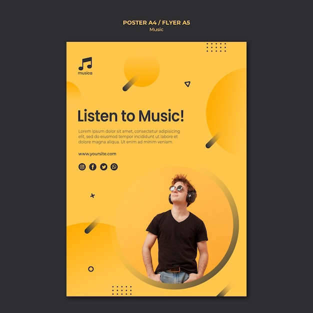 PSD gratuit modèle d'affiche de musique