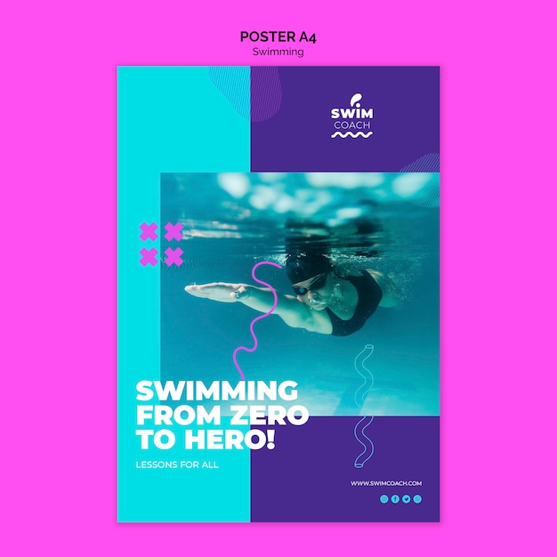 PSD gratuit modèle d'affiche de natation