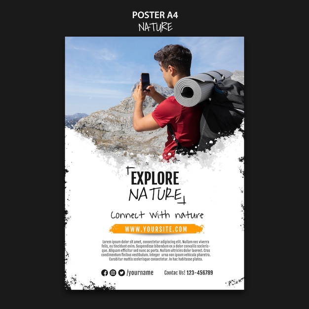 PSD gratuit modèle d'affiche nature design plat