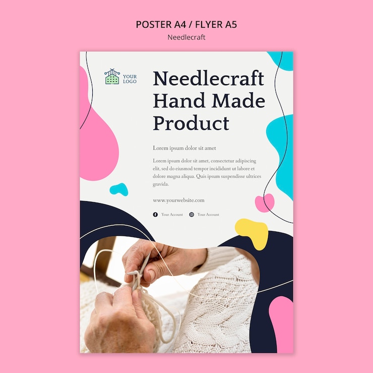 PSD gratuit modèle d'affiche de needlecraft