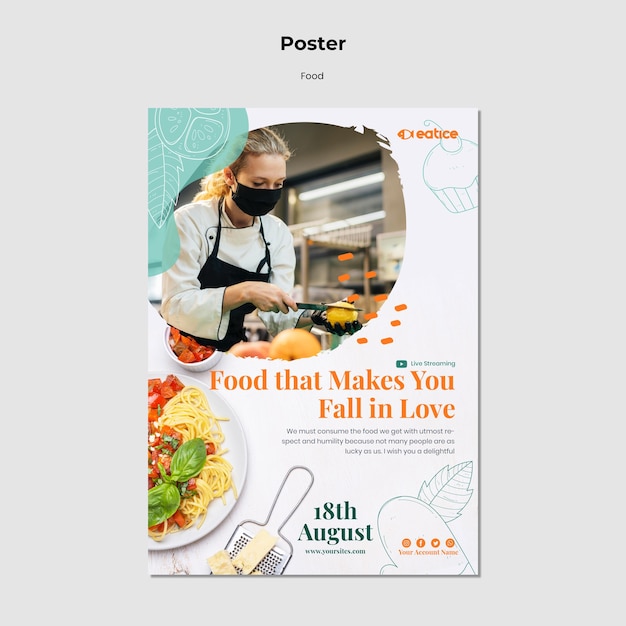 PSD gratuit modèle d'affiche de nourriture savoureuse