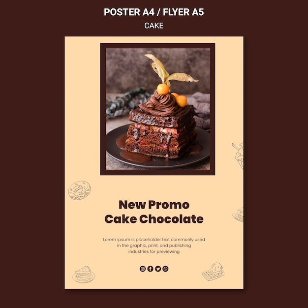 Modèle D'affiche De Nouveau Magasin De Gâteau Au Chocolat