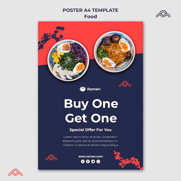 PSD gratuit modèle d'affiche d'offre de ramen