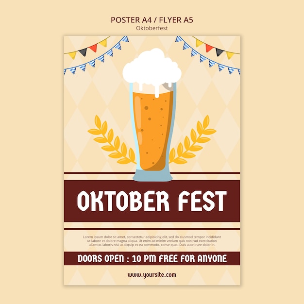 PSD gratuit modèle d'affiche de l'oktoberfest dessiné à la main