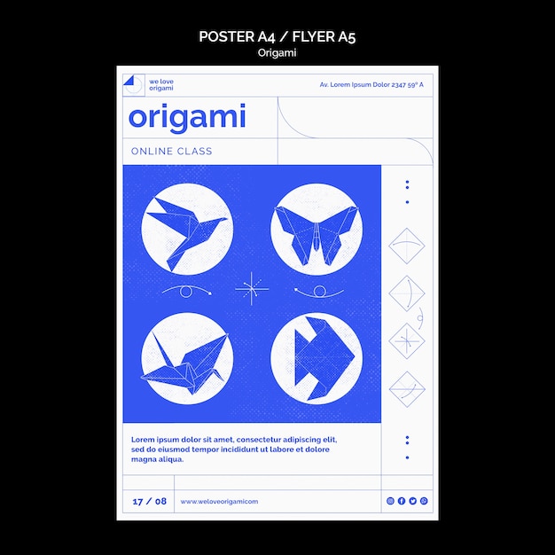 PSD gratuit modèle d'affiche en origami