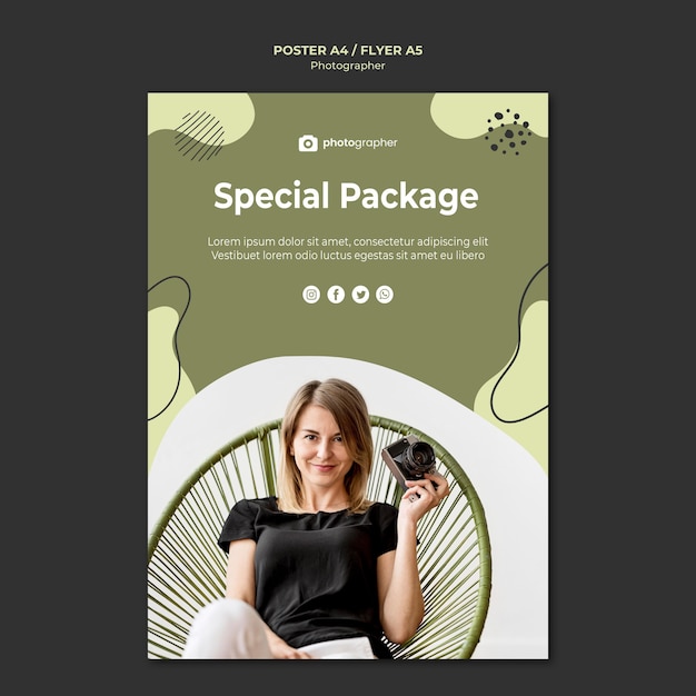 PSD gratuit modèle d'affiche de package spécial photographe