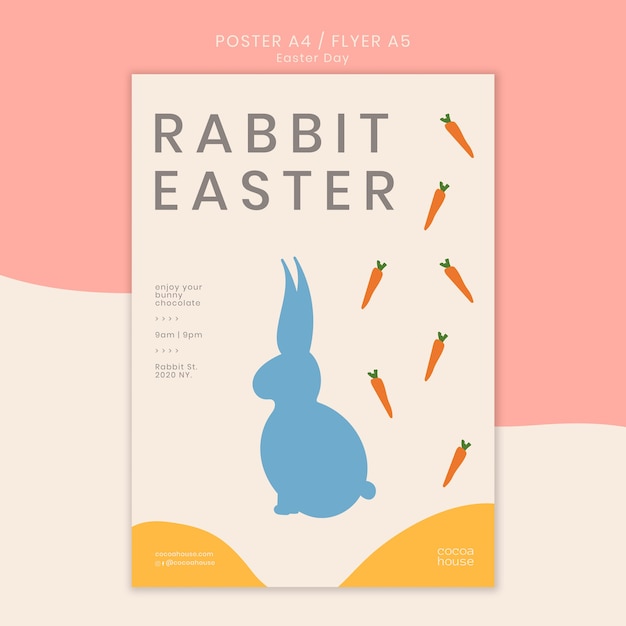 PSD gratuit modèle d'affiche de pâques avec lapin