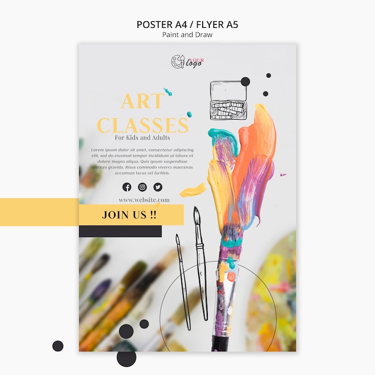 PSD gratuit modèle d'affiche de peinture et de dessin