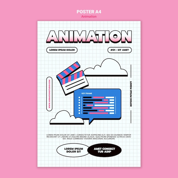 PSD gratuit modèle d'affiche pour l'animation par ordinateur