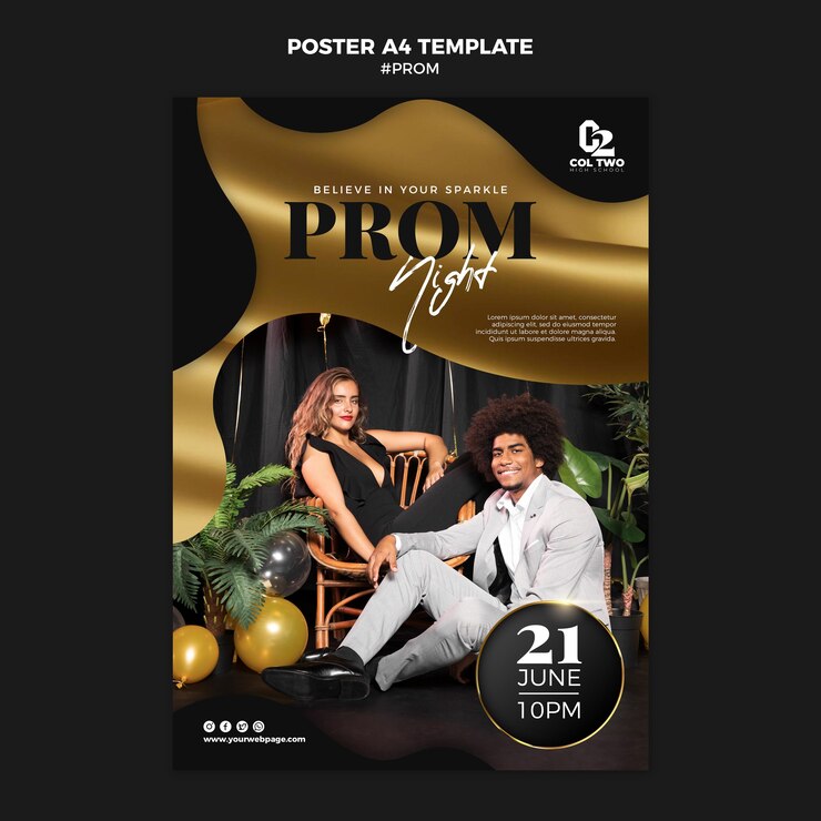 PSD gratuit modèle d'affiche pour le bal de fin d'année
