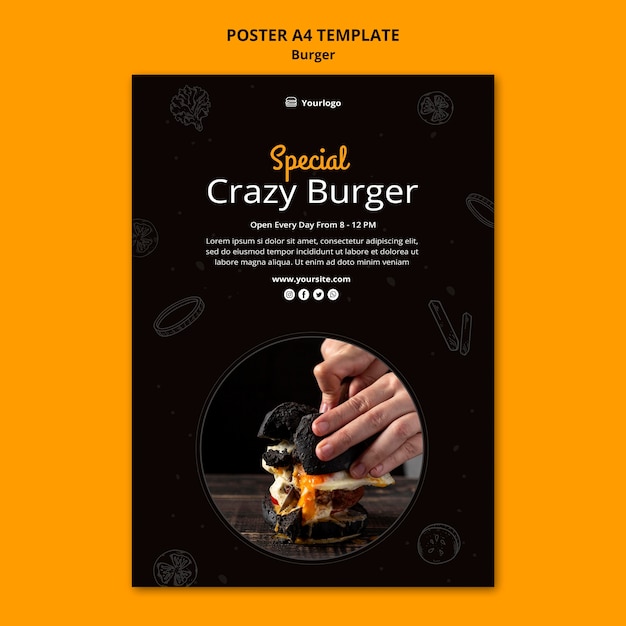 PSD gratuit modèle d'affiche pour bistro de hamburgers