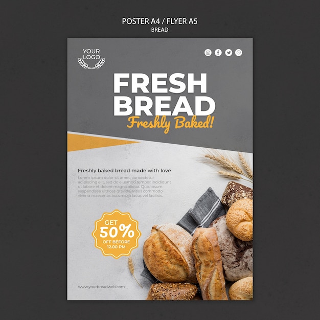 PSD gratuit modèle d'affiche pour boulangerie