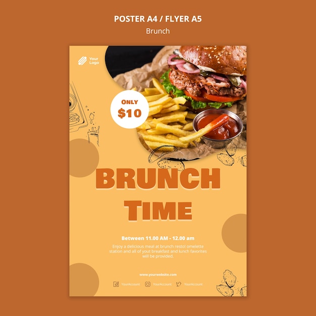 Modèle d'affiche pour le brunch