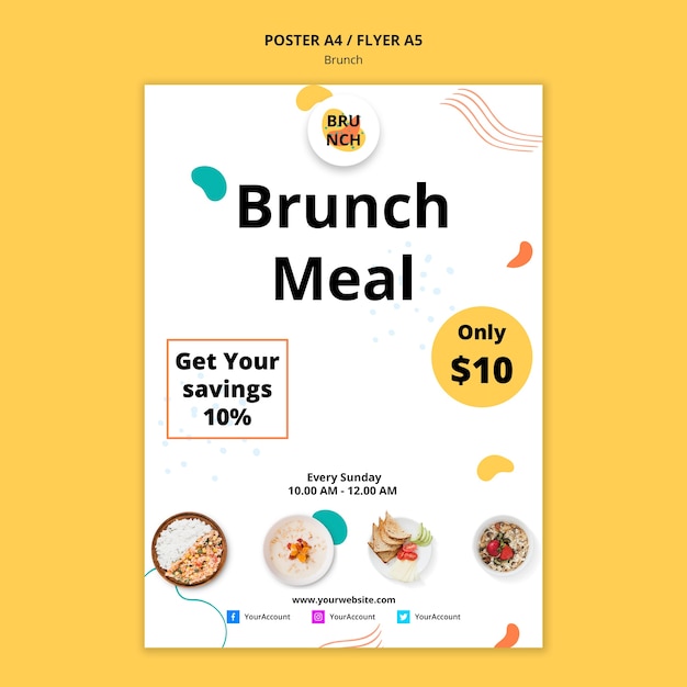 Modèle d'affiche pour le brunch