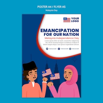 Modèle d'affiche pour la célébration de l'anniversaire de la malaisie