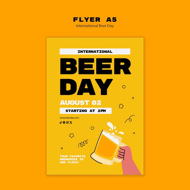 Modèle d'affiche pour la célébration de la journée internationale de la bière
