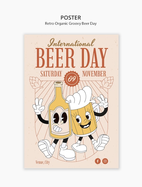 Modèle d'affiche pour la célébration de la journée internationale de la bière