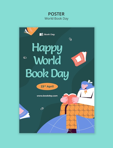 PSD gratuit modèle d'affiche pour la célébration de la journée mondiale du livre