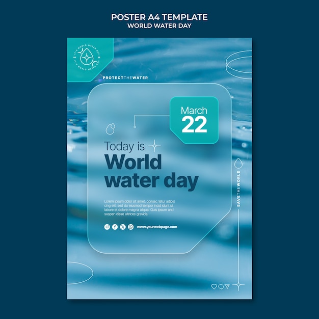 Modèle d'affiche pour la célébration de la Journée mondiale de l'eau