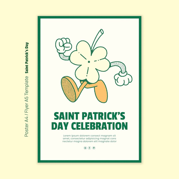 PSD gratuit un modèle d'affiche pour la célébration de la saint-patrick.