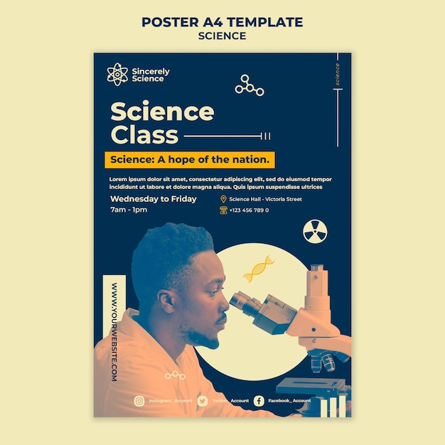 PSD gratuit modèle d'affiche pour la classe de sciences