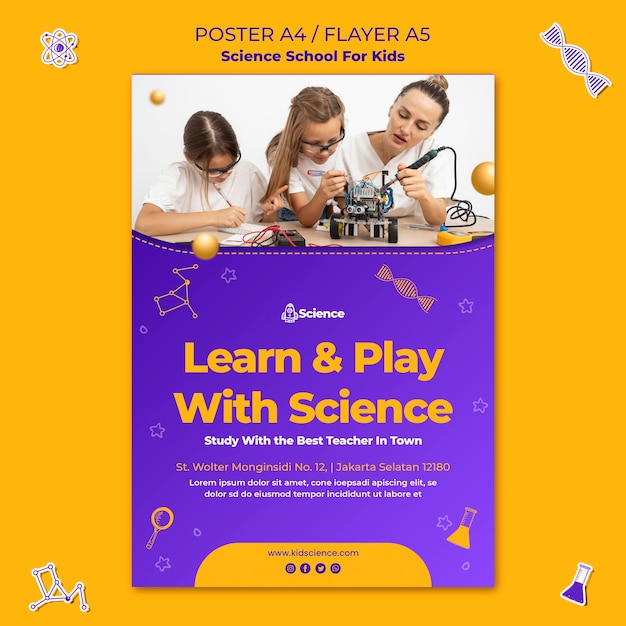 Modèle D'affiche Pour L'école Des Sciences Pour Enfants