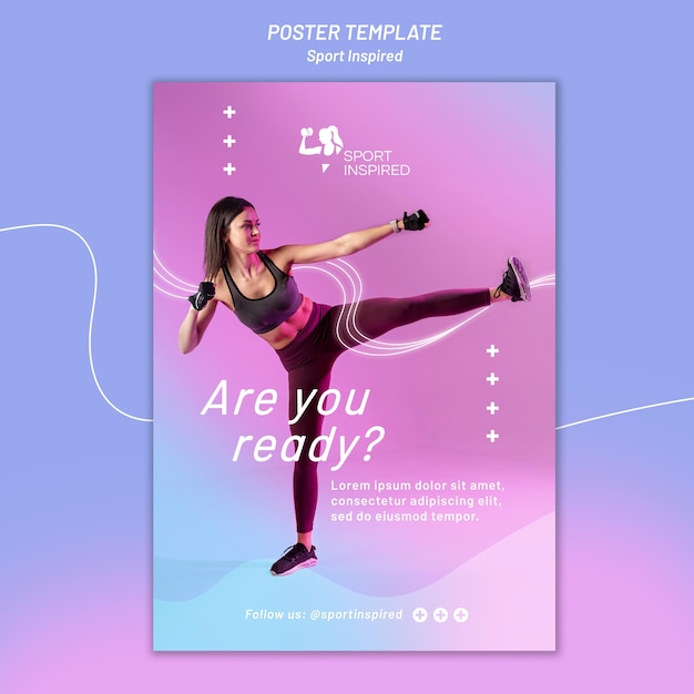 PSD gratuit modèle d'affiche pour l'entraînement de fitness