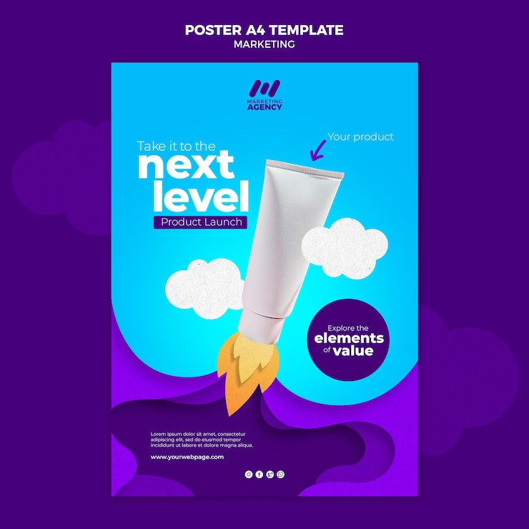 PSD gratuit modèle d'affiche pour entreprise de marketing avec produit