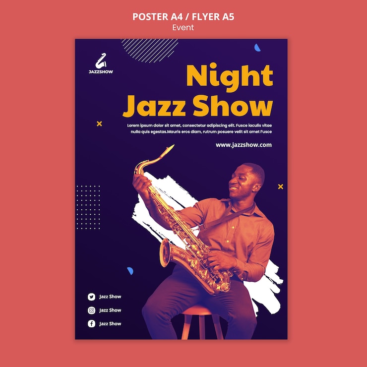 PSD gratuit modèle d'affiche pour un événement de musique jazz