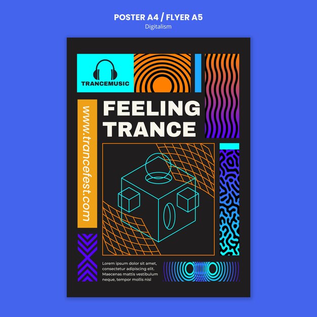 Modèle d'affiche pour le festival de musique trance 2021