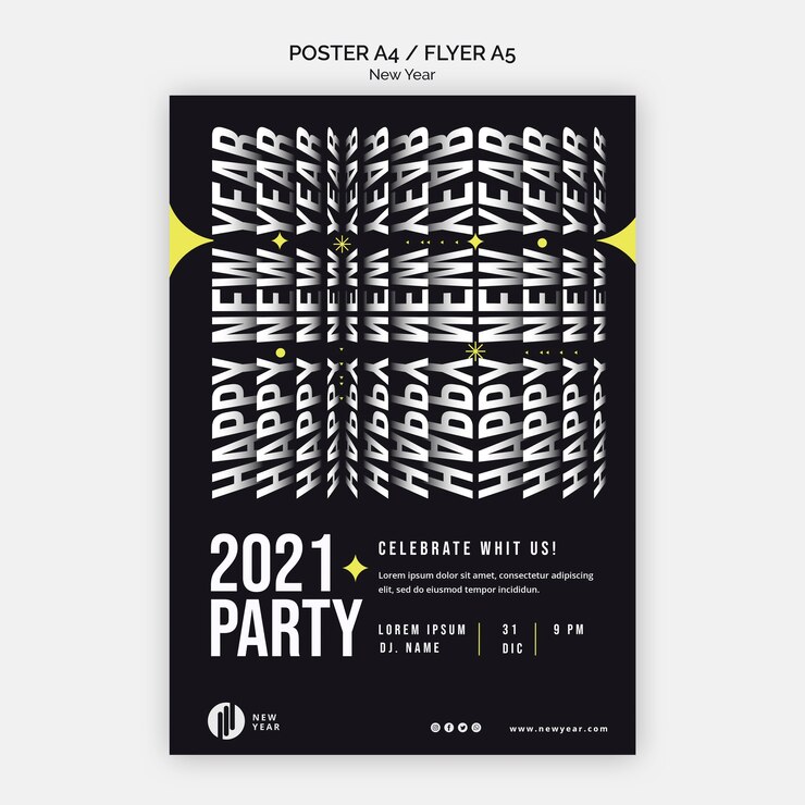 PSD gratuit modèle d'affiche pour la fête du nouvel an