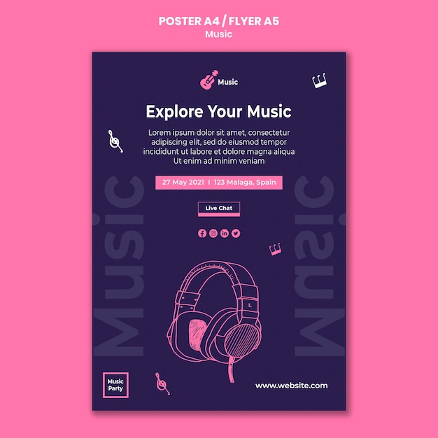 PSD gratuit modèle d'affiche pour la fête de la musique