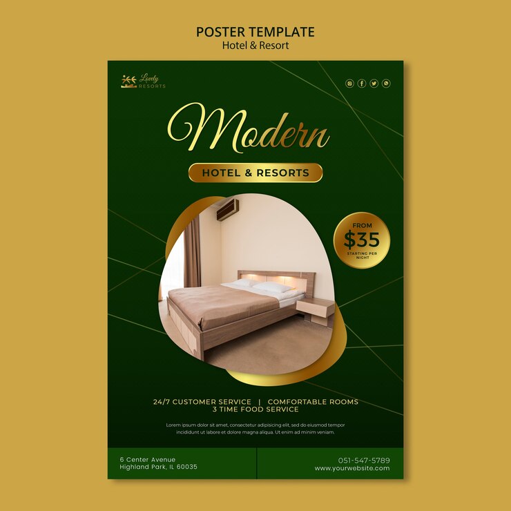 PSD gratuit modèle d'affiche pour hôtel et complexe