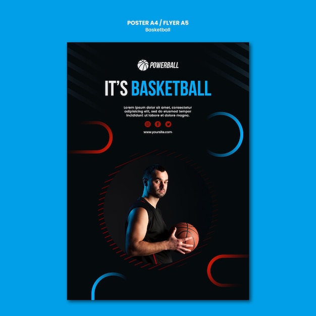 PSD gratuit modèle d'affiche pour le jeu de basket-ball