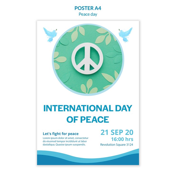 PSD gratuit modèle d'affiche pour la journée internationale de la paix