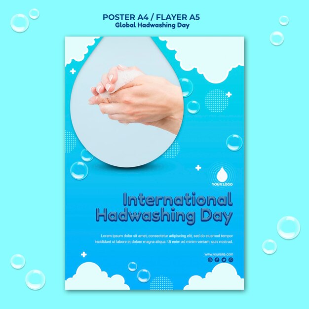 Modèle d'affiche pour la journée mondiale du lavage des mains