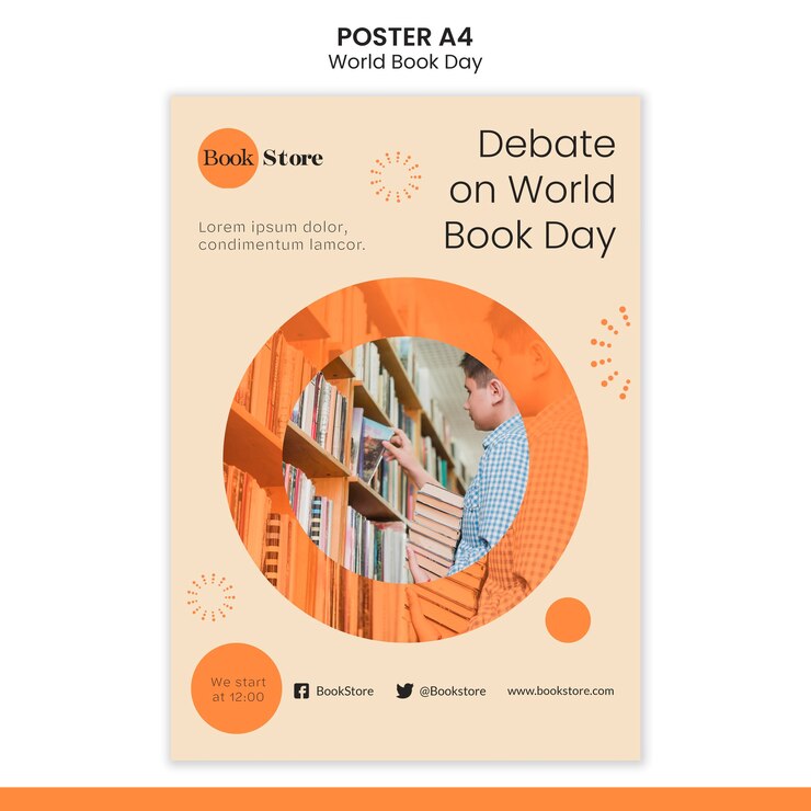 PSD gratuit modèle d'affiche pour la journée mondiale du livre