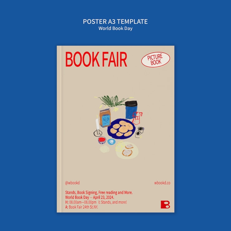 PSD gratuit modèle d'affiche pour la journée mondiale du livre